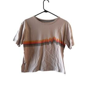 Patagonia Beige Classic Striped Short Sleeve Organic Cotton T-Shirt Women Sz S